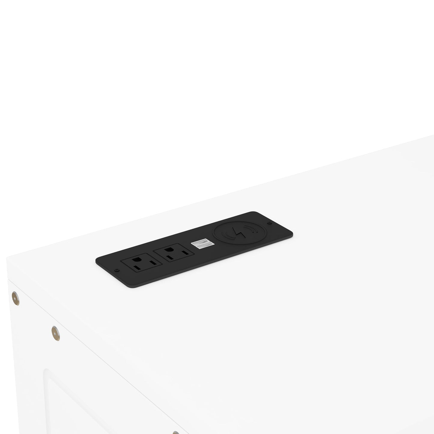Queen Murphy Bed with Shelves, Cabinets & USB Ports - White