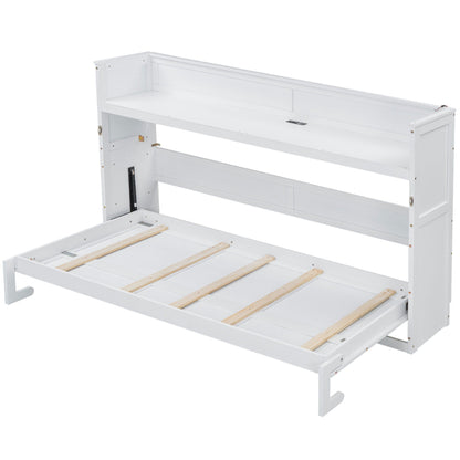 Murphy Bed with Desk, LED Light & USB Charging Station