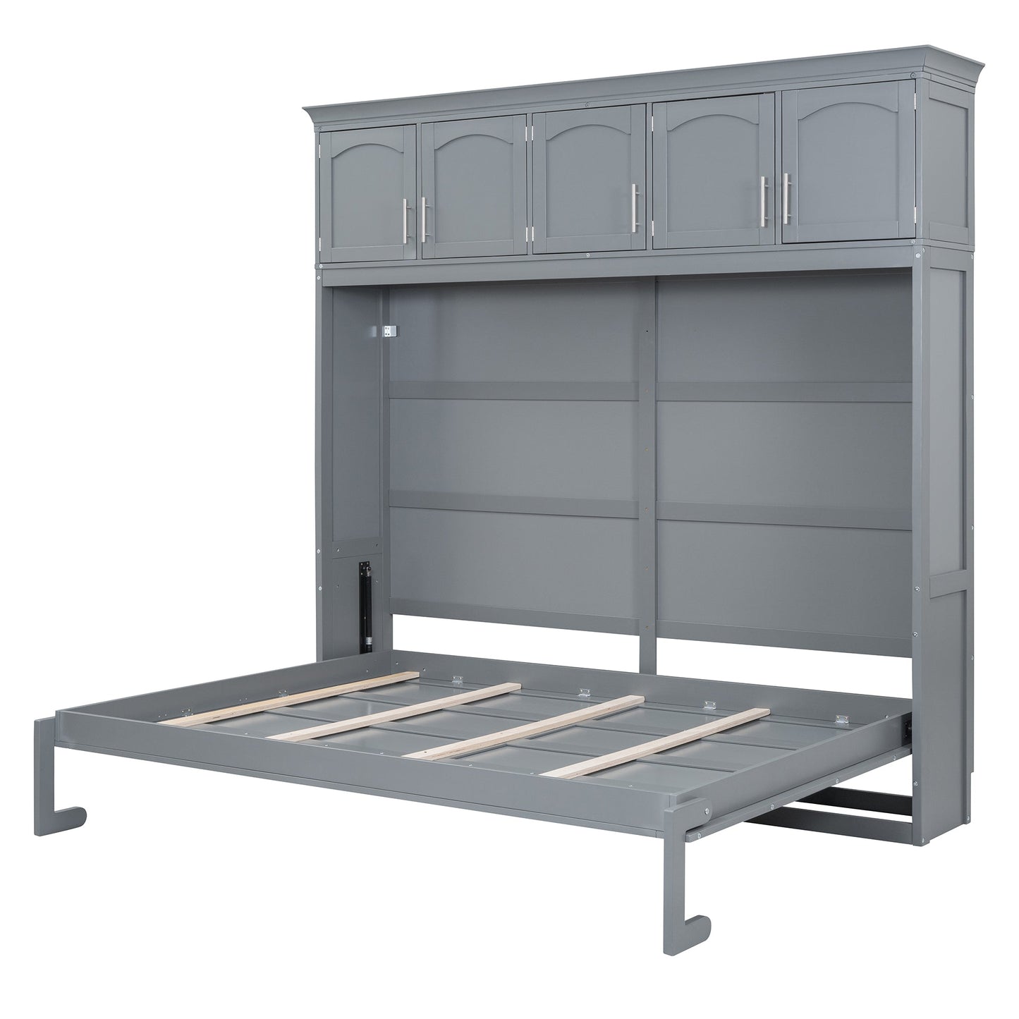 Full Murphy Wall Bed with Top Cabinets - Gray