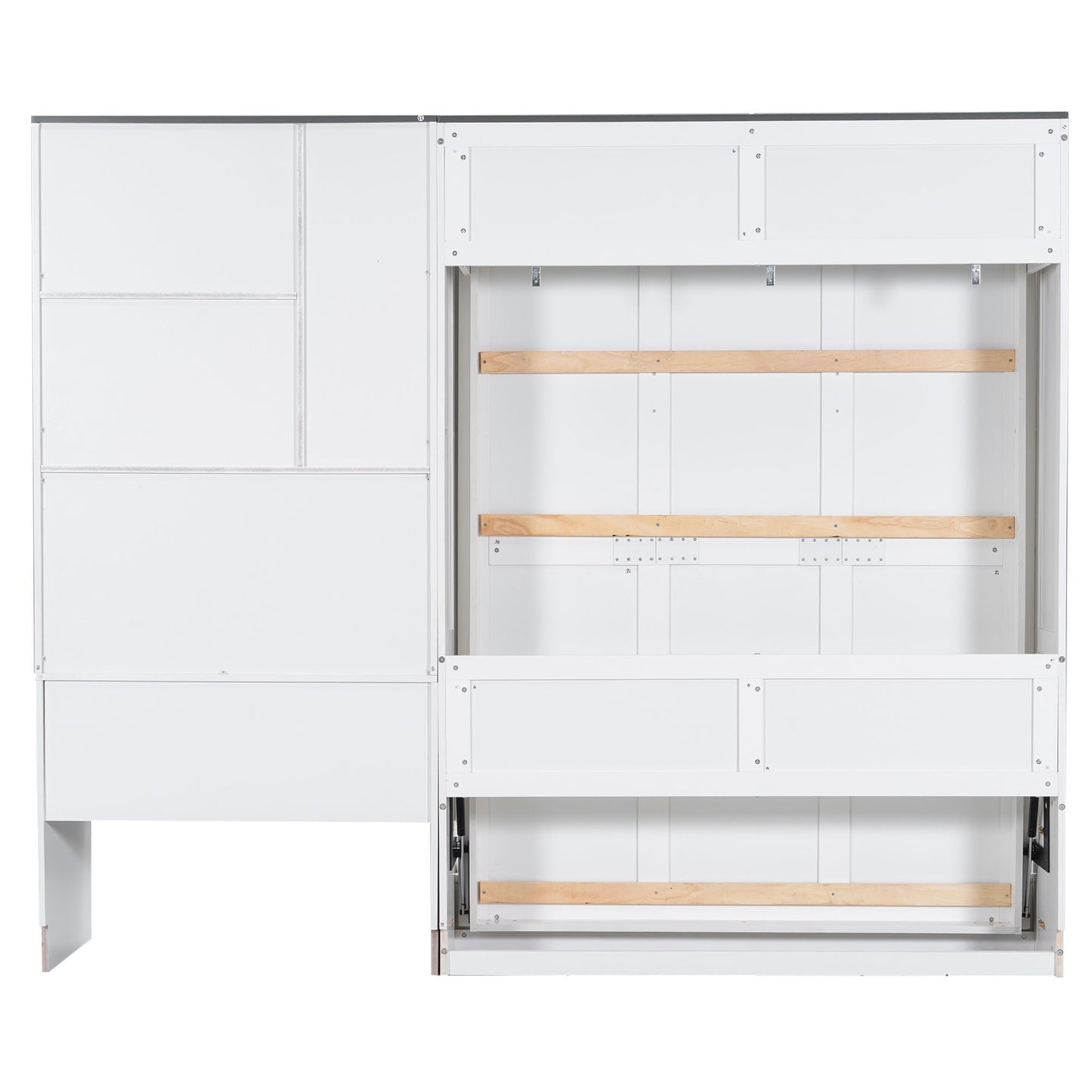 Full Murphy Bed with Sofa, Desk & Storage Cabinet - White