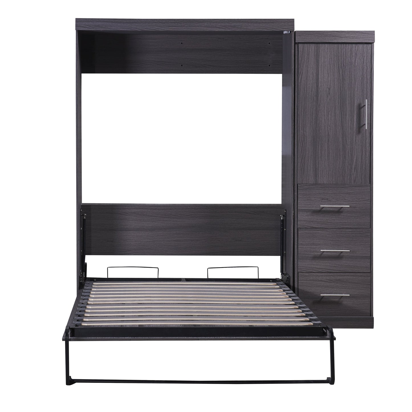 Full Murphy Bed with Wardrobe & Drawers - Gray