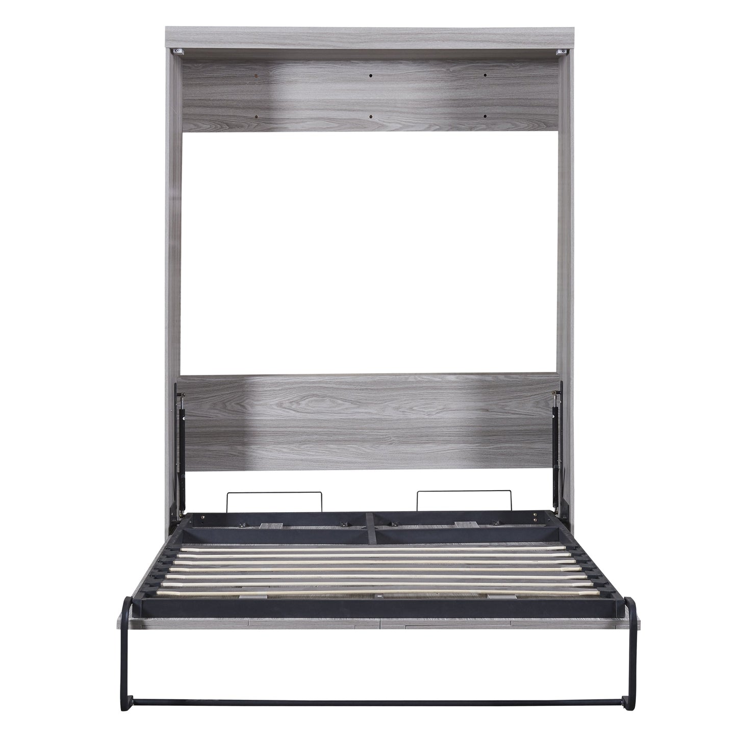 Full Murphy Bed with Fold-Away Cabinet Design - Gray