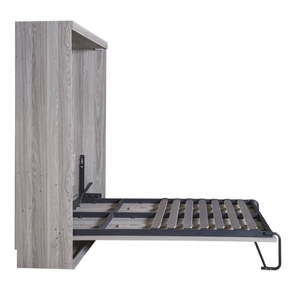 Full Murphy Bed with Fold-Away Cabinet Design - Gray