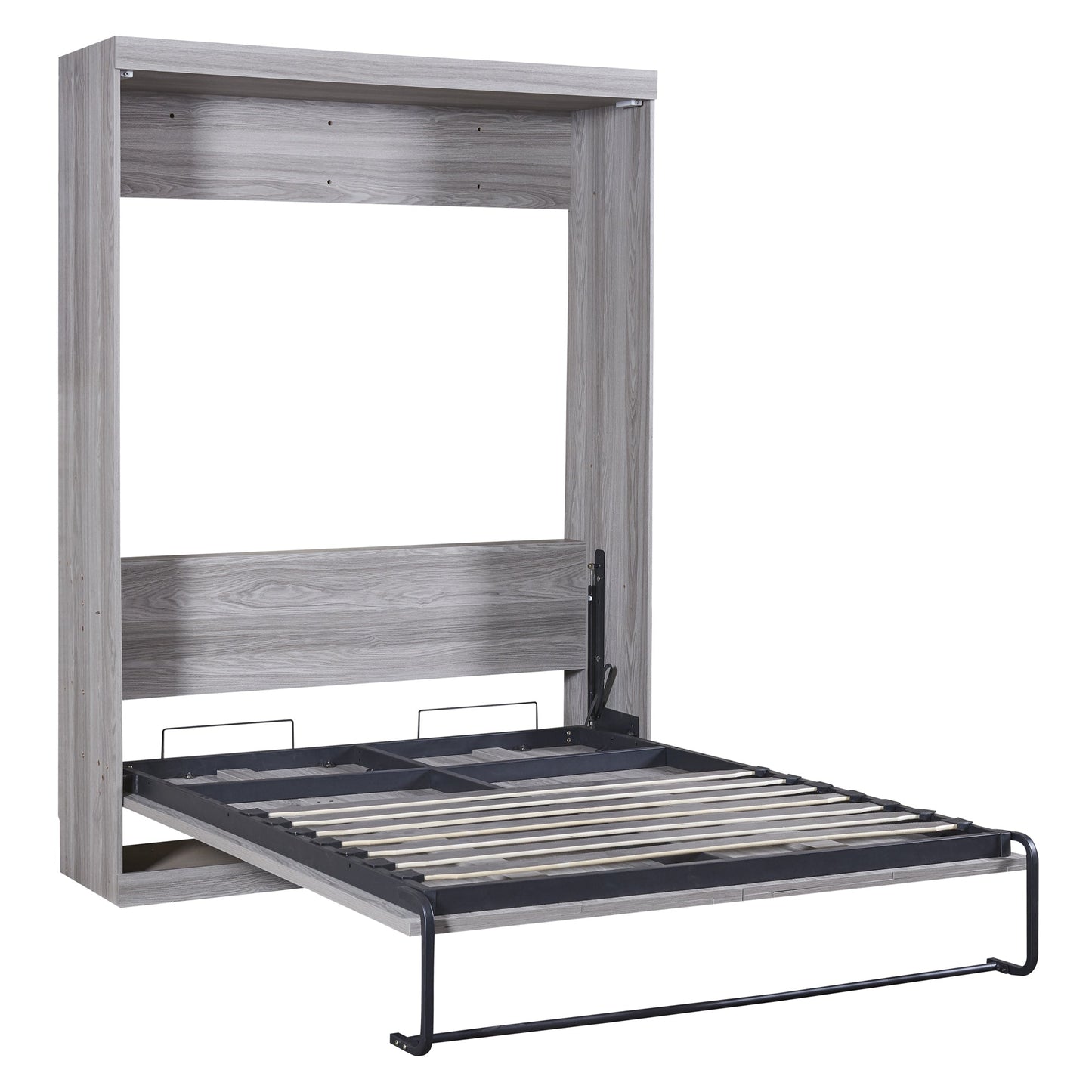 Full Murphy Bed with Fold-Away Cabinet Design - Gray