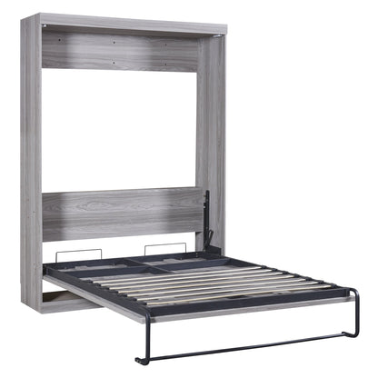 Full Murphy Bed with Fold-Away Cabinet Design - Gray