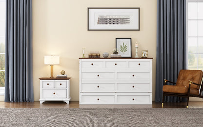 Queen Solid Pine Murphy Cabinet Bed with Charging Station - White & Walnut