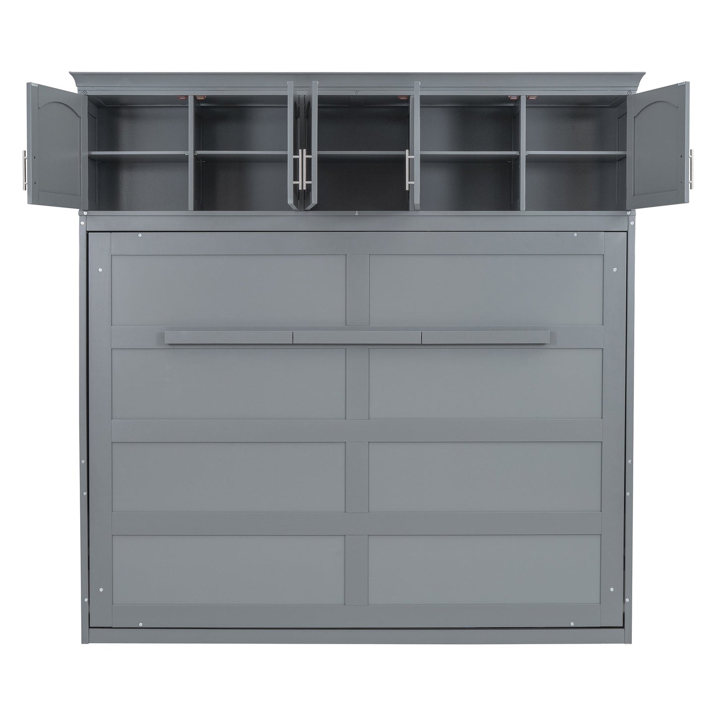 Full Murphy Wall Bed with Top Cabinets - Gray