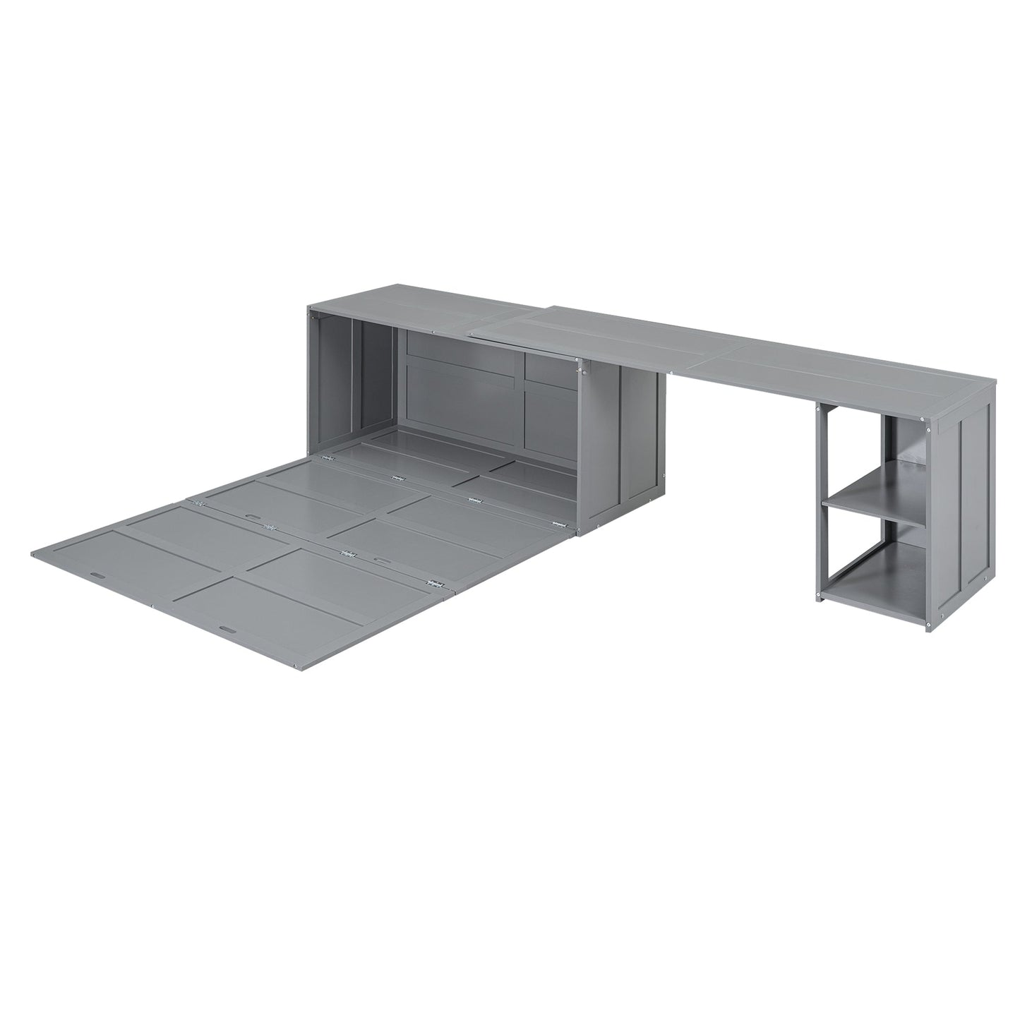 Queen Murphy Bed with Rotating Desk - Gray