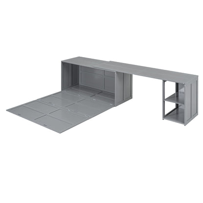 Queen Murphy Bed with Rotating Desk - Gray