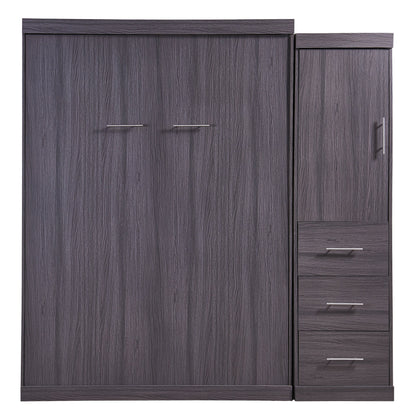 Full Murphy Bed with Wardrobe & Drawers - Gray