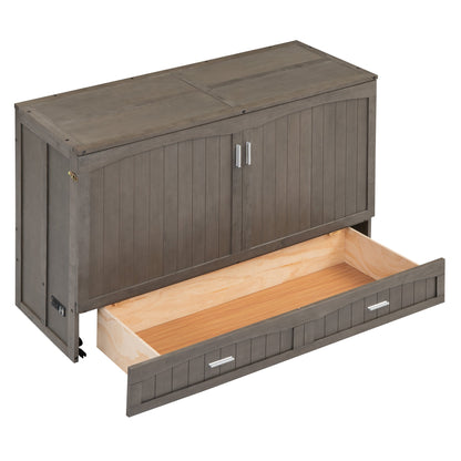 Queen Murphy Bed with Charging Station - Antique Grey