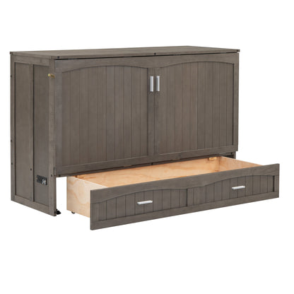 Queen Murphy Bed with Charging Station - Antique Grey