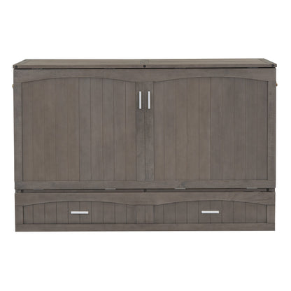 Queen Murphy Bed with Charging Station - Antique Grey