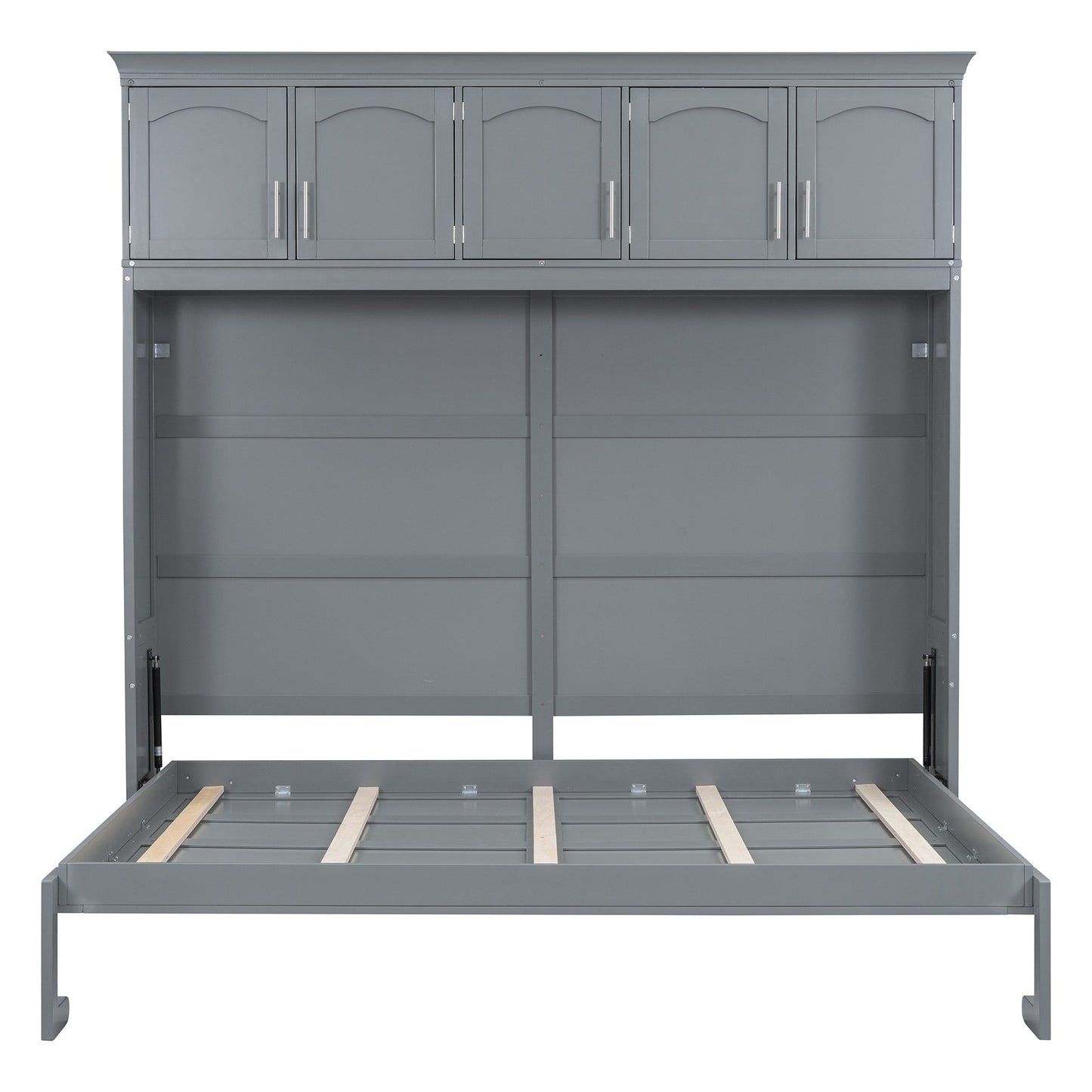 Full Murphy Wall Bed with Top Cabinets - Gray