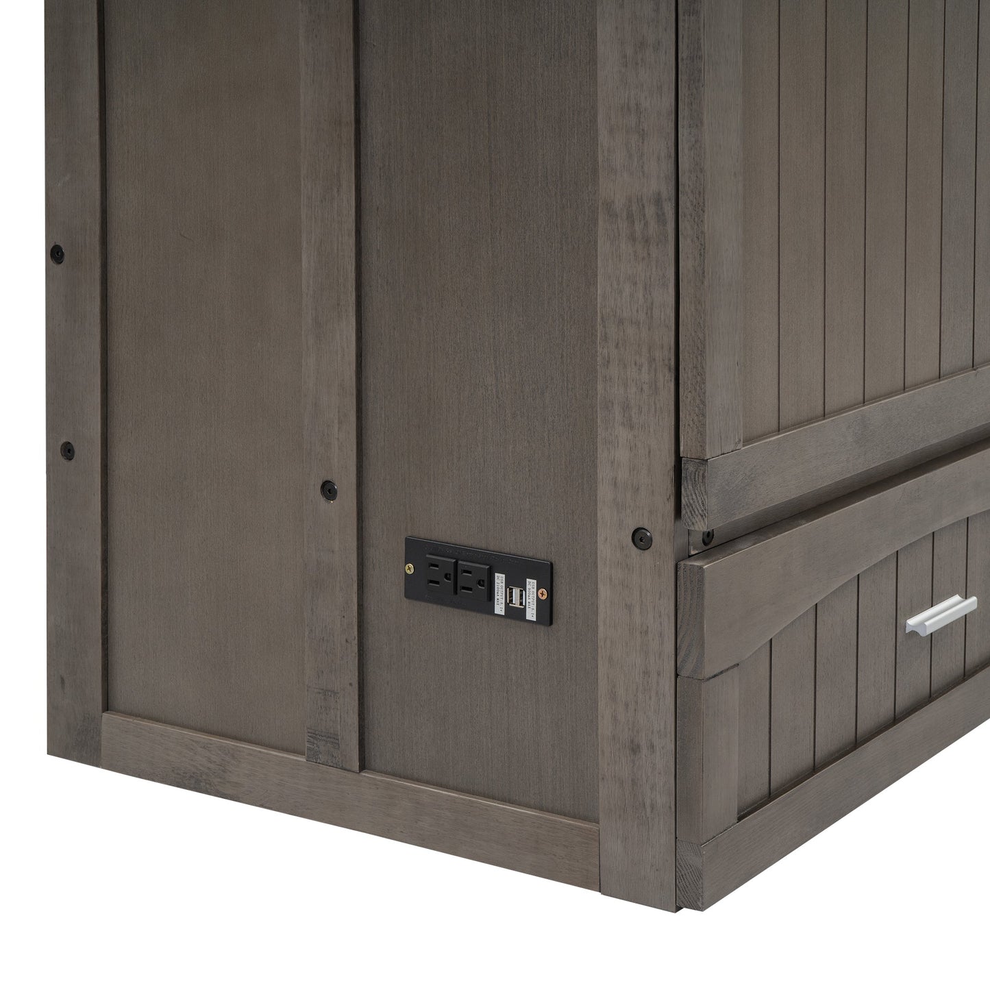 Queen Murphy Bed with Charging Station - Antique Grey