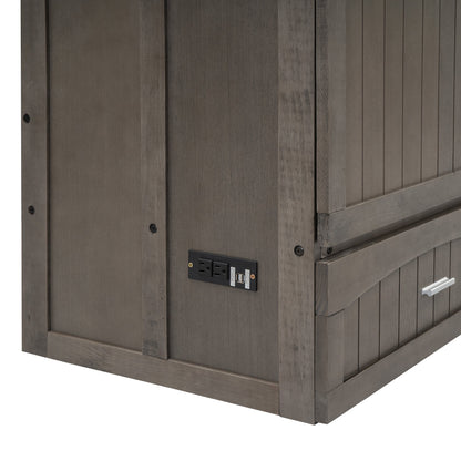 Queen Murphy Bed with Charging Station - Antique Grey