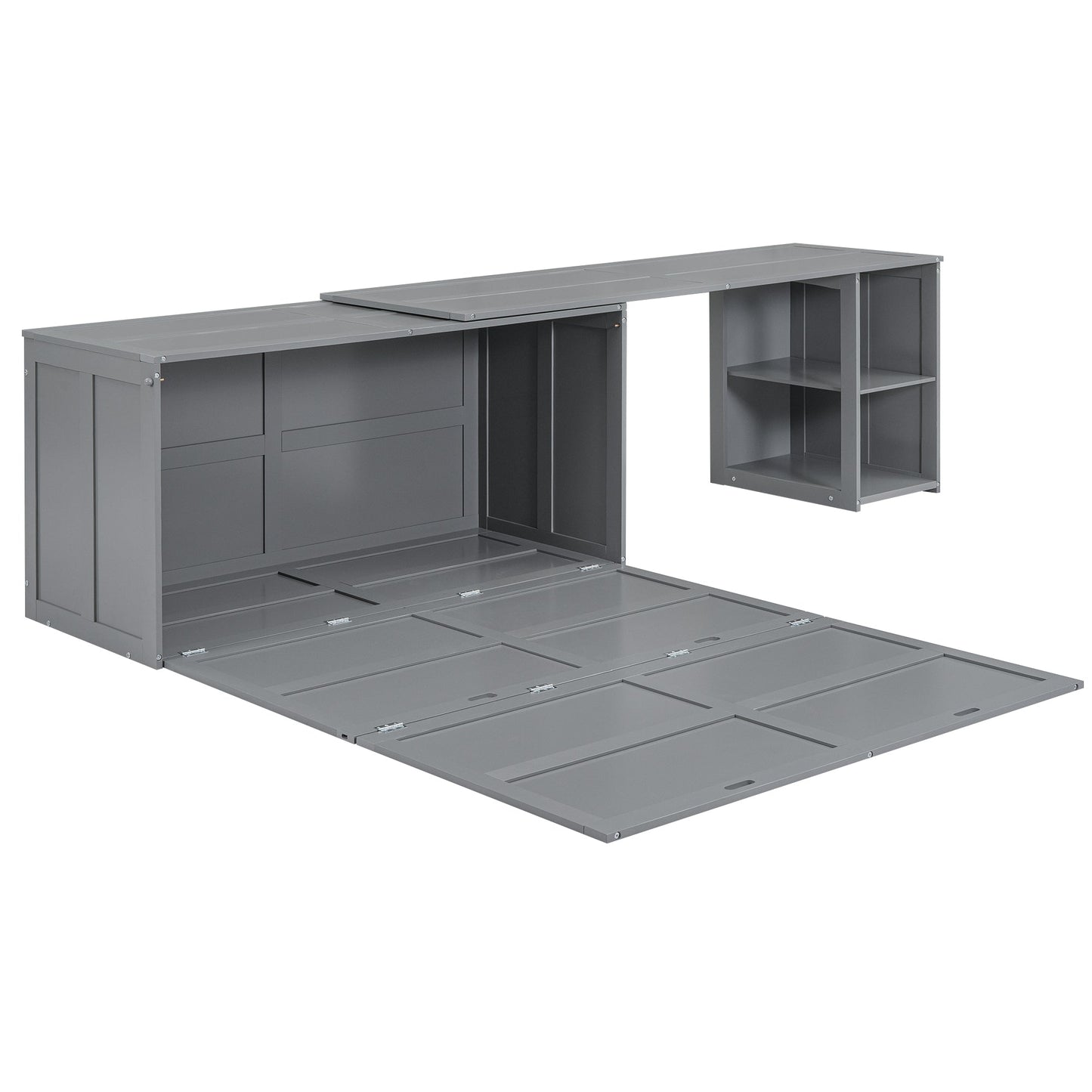 Queen Murphy Bed with Rotating Desk - Gray