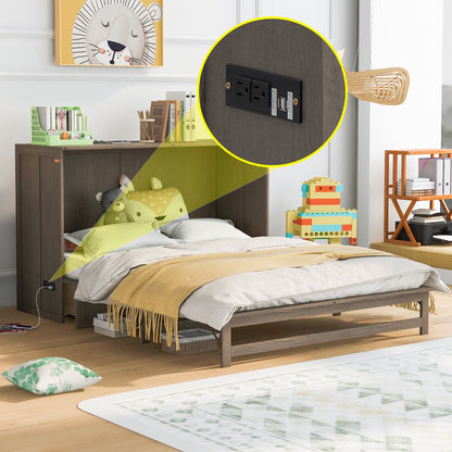 Queen Murphy Bed with Charging Station - Antique Grey