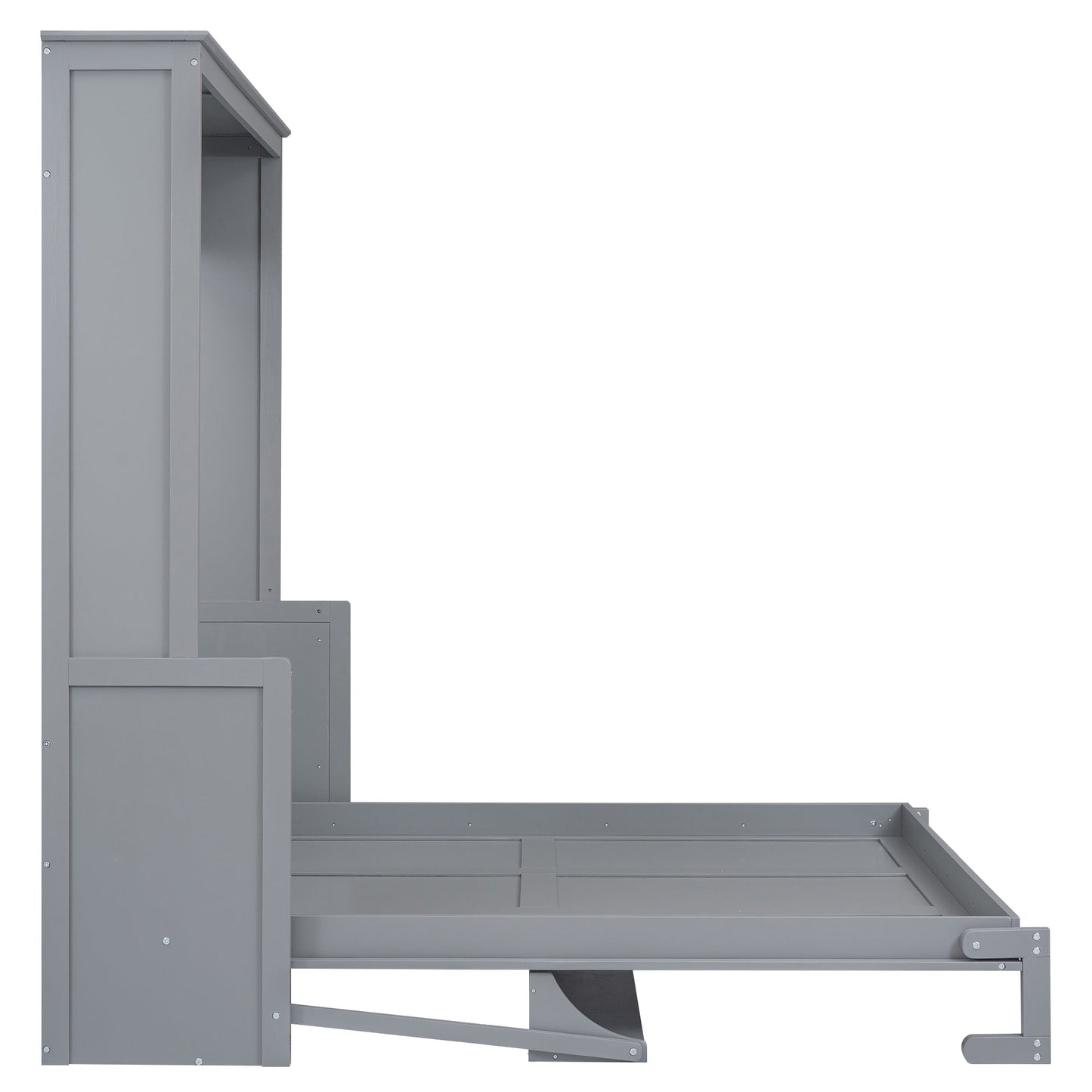 Queen Murphy Bed with Shelf - Gray