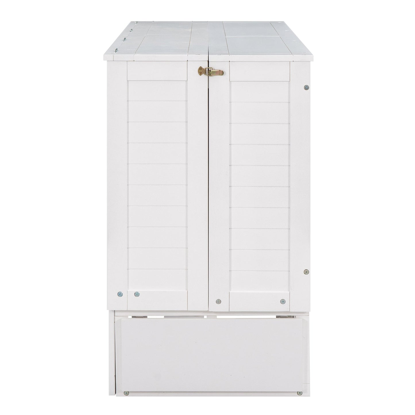 Queen Mobile Murphy Bed with Drawer & Side Shelves - White