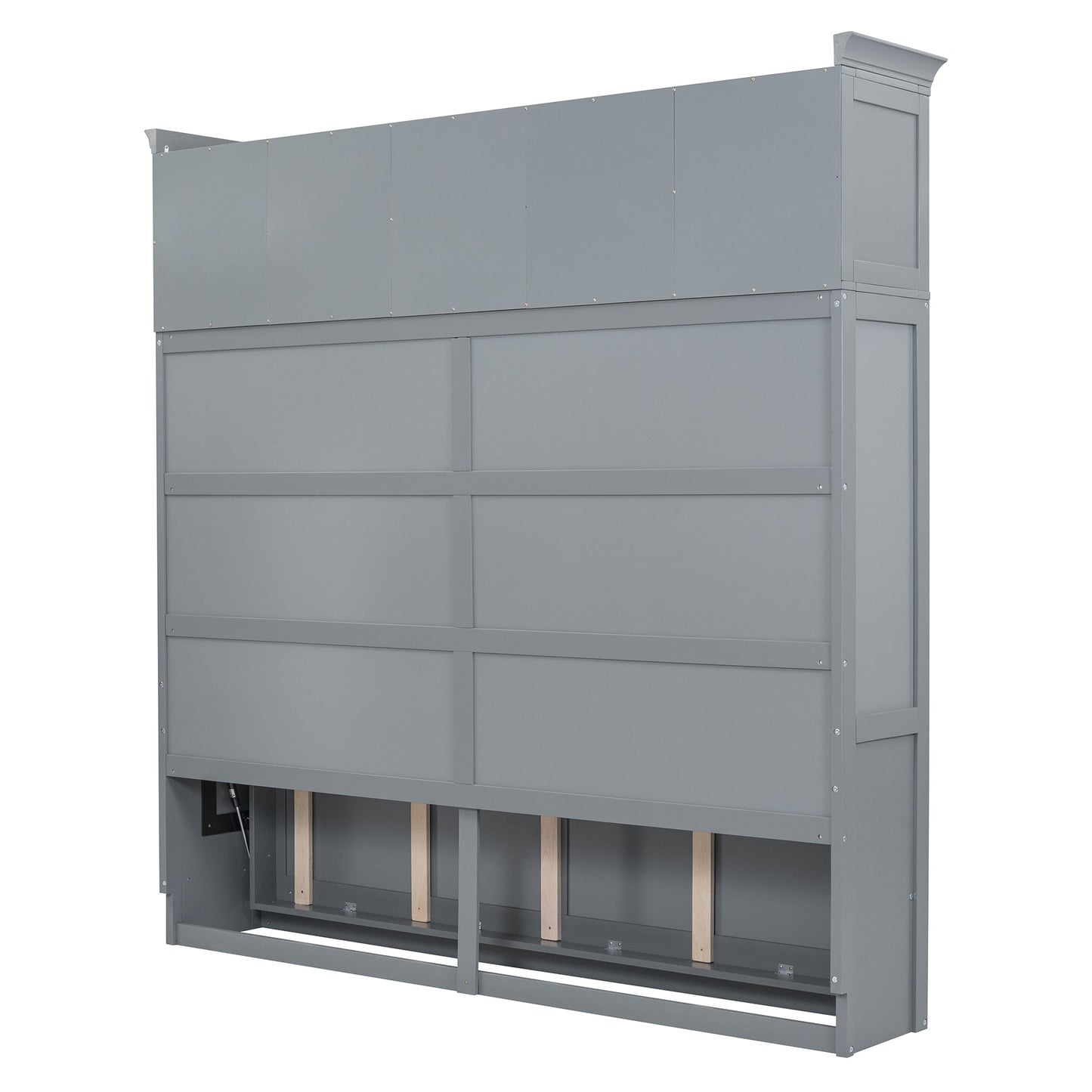 Full Murphy Wall Bed with Top Cabinets - Gray