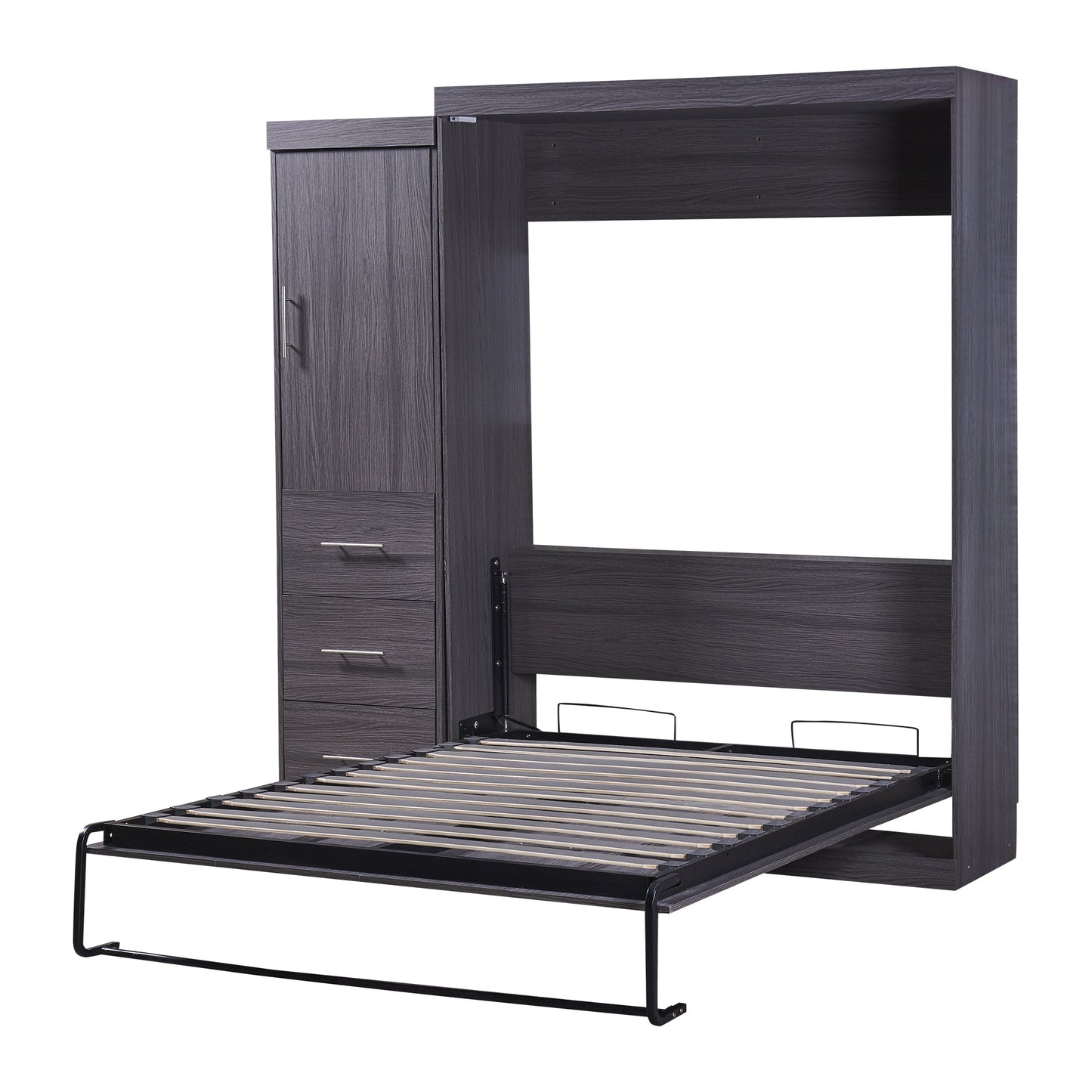 Full Murphy Bed with Wardrobe & Drawers - Gray