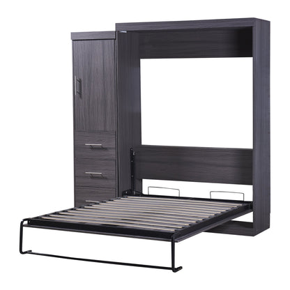 Full Murphy Bed with Wardrobe & Drawers - Gray