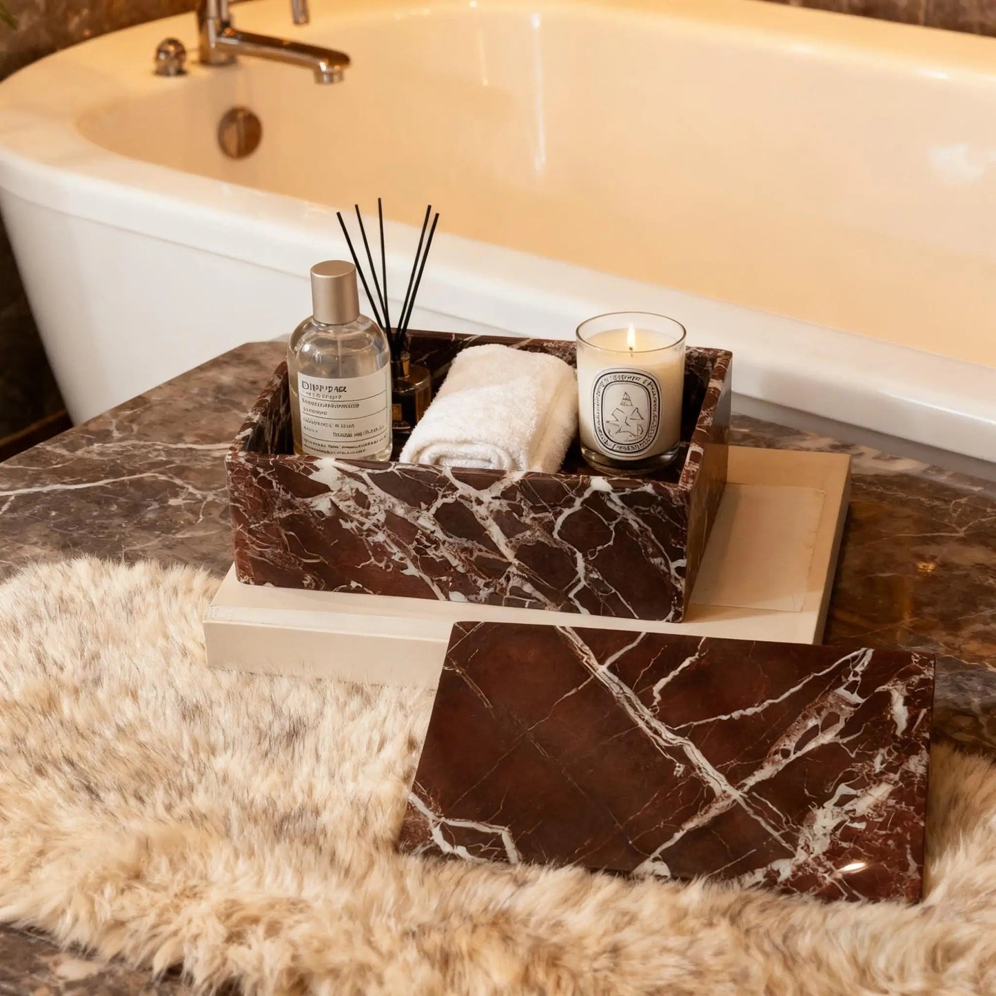 Willow Marble Bathroom Tray