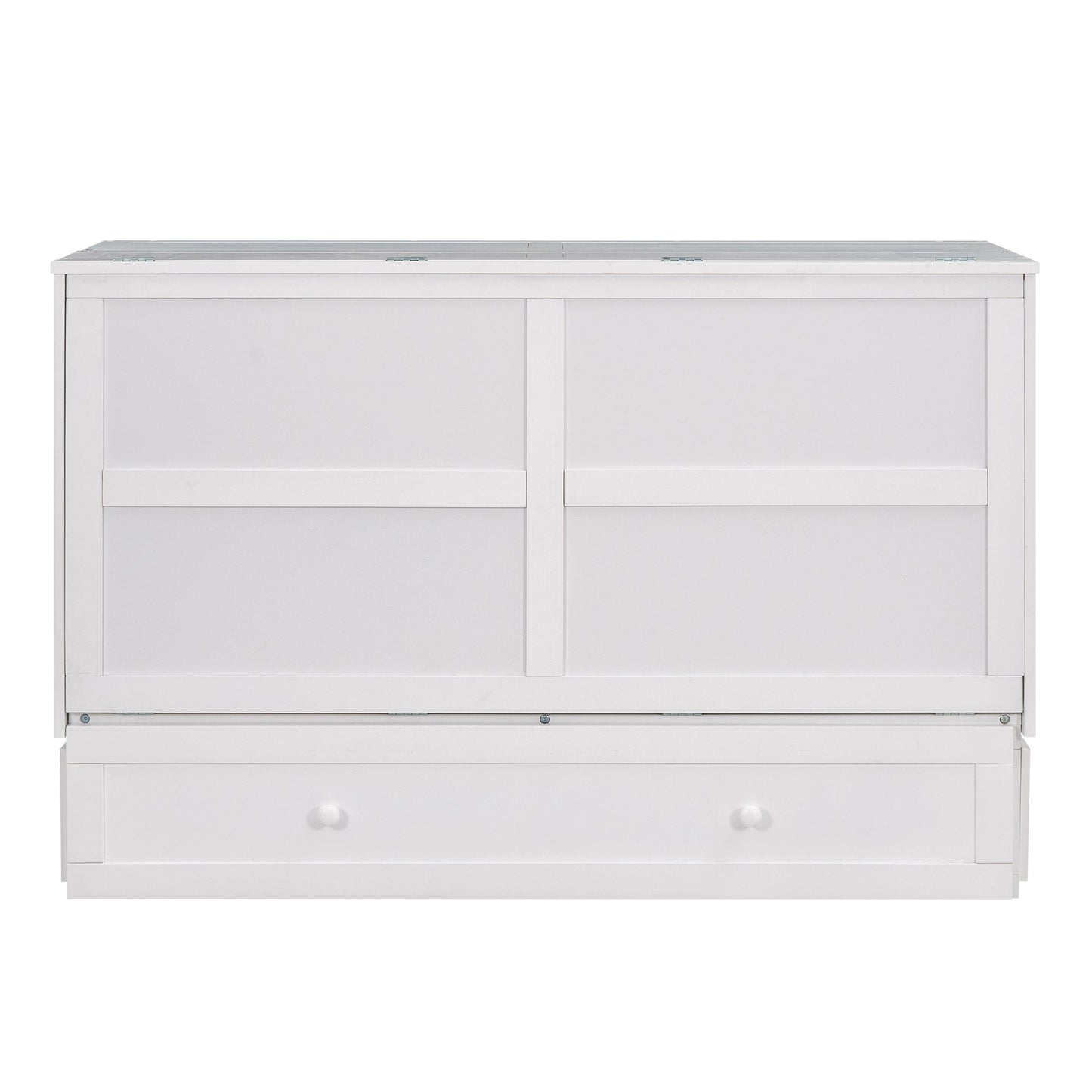 Queen Mobile Murphy Bed with Drawer & Side Shelves - White