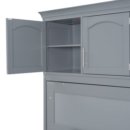 Full Murphy Wall Bed with Top Cabinets - Gray