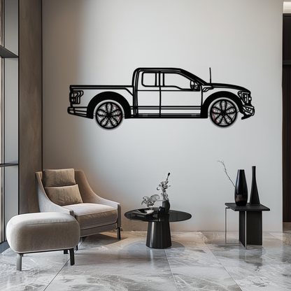 Ford F-150 Raptor Metal Wall Art with Rotating Wheels - 3D Interactive Truck Silhouette - Garage & Office Decor-KAFMEKA085