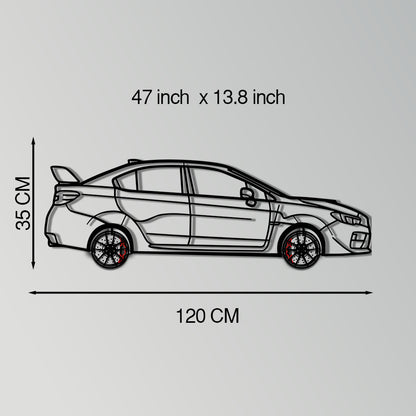 Subaru WRX Metal Car Wall Art with Rotating Wheels - Rally Legend Silhouette - Interactive Automotive Wall Decor - KAFMEKA155
