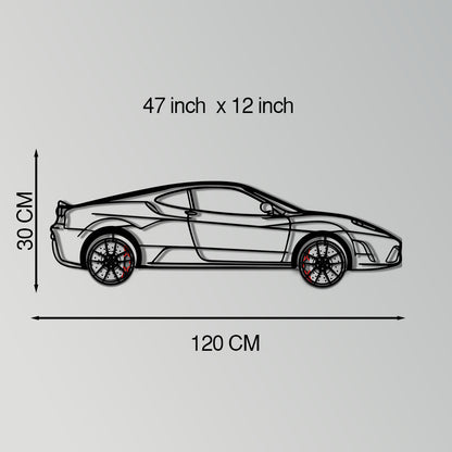 Ferrari F430 Scuderia Metal Car Wall Art with Rotating Wheels - Track-Focused V8 Silhouette - Interactive Automotive Wall Art - KAFMEKA133