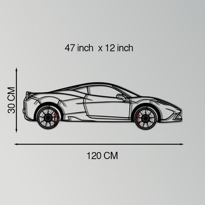Ferrari 458 Speciale Metal Car Wall Art with Rotating Wheels - Track-Focused V8 Silhouette - Interactive Automotive Wall Decor - KAFMEKA125