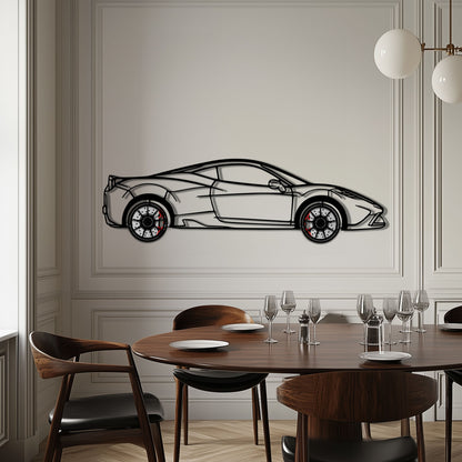 Ferrari 458 Speciale Metal Car Wall Art with Rotating Wheels - Track-Focused V8 Silhouette - Interactive Automotive Wall Decor - KAFMEKA125