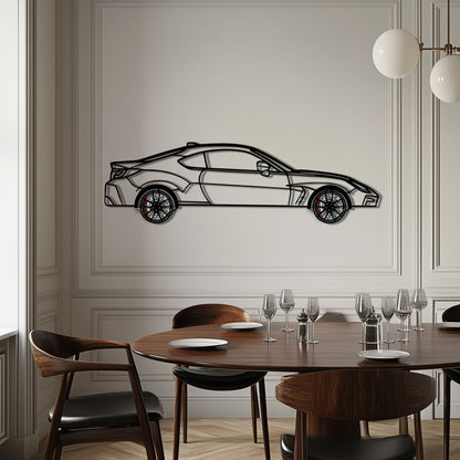 Toyota GR86 Metal Car Wall Art with Rotating Wheels - Modern JDM Sports Coupe Silhouette - Interactive Automotive Wall Decor - KAFMEKA157