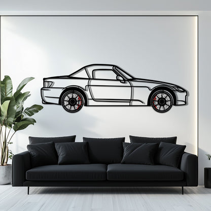 Honda S2000 Metal Car Wall Art with Rotating Wheels - JDM Roadster Silhouette - Interactive Automotive Wall Decor - KAFMEKA143