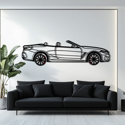 BMW 850i Metal Car Wall Art with Rotating Wheels - Luxury Grand Tourer Silhouette - Interactive Automotive Wall Decor - KAFMEKA105