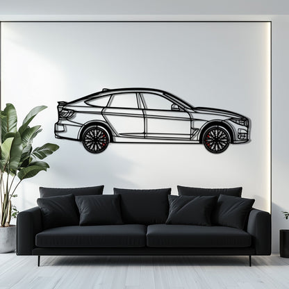 BMW 330 GT F34 Metal Car Wall Art with Rotating Wheels - Gran Turismo Silhouette Decor - Interactive Automotive Wall Art - KAFMEKA103