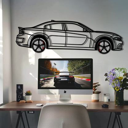 Dodge Charger SRT Metal Car Wall Art with Rotating Wheels - Modern American Muscle Silhouette - Interactive Automotive Wall Decor - KAFMEKA121