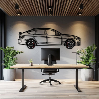 BMW 330 GT F34 Metal Car Wall Art with Rotating Wheels - Gran Turismo Silhouette Decor - Interactive Automotive Wall Art - KAFMEKA103