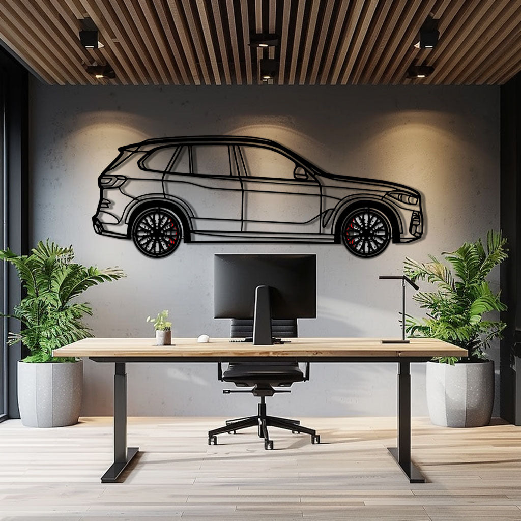 BMW X5 Metal Car Wall Art with Rotating Wheels - Modern SAV Silhouette Decor - Interactive Automotive Wall Art - KAFMEKA111