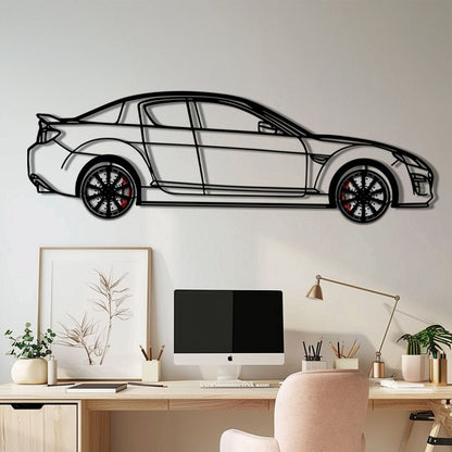 Mazda RX-8 Metal Car Wall Art with Rotating Wheels - Rotary Engine Silhouette - Interactive JDM Automotive Wall Decor - KAFMEKA148