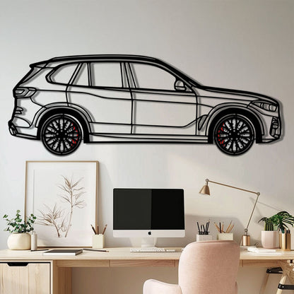 BMW X5 Metal Car Wall Art with Rotating Wheels - Modern SAV Silhouette Decor - Interactive Automotive Wall Art - KAFMEKA111