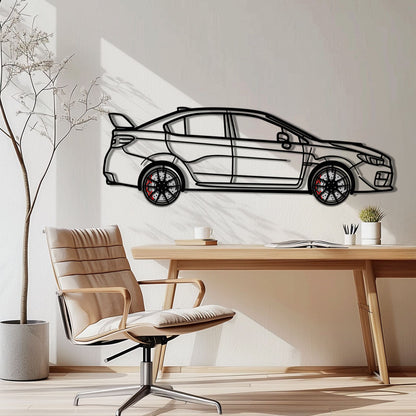 Subaru WRX Metal Car Wall Art with Rotating Wheels - Rally Legend Silhouette - Interactive Automotive Wall Decor - KAFMEKA155