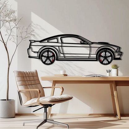 Ford Mustang GTR (2008) Metal Car Wall Art with Rotating Wheels - Modern Muscle Silhouette Decor - Interactive Automotive Wall Art - KAFMEKA139