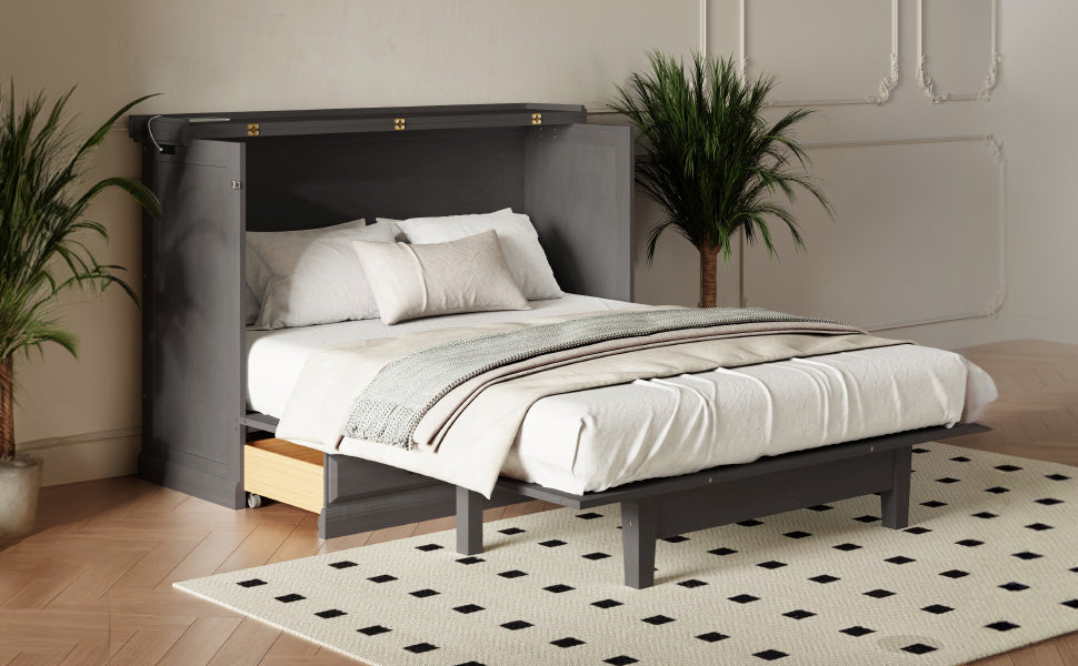 Farmhouse Solid Pine Murphy Cabinet Bed