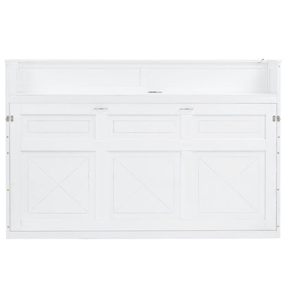 Murphy Bed with Desk, LED Light & USB Charging Station