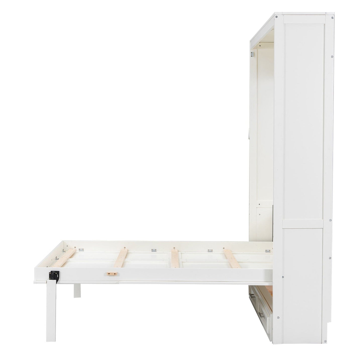 Full Murphy Bed with 2 Drawers - Beige