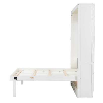 Full Murphy Bed with 2 Drawers - Beige